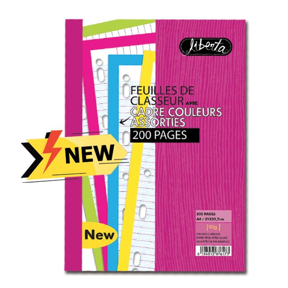 [CH7012] CHARGE CLASSEUR CADRE COULEUR 200P LIBERTA 90G A4