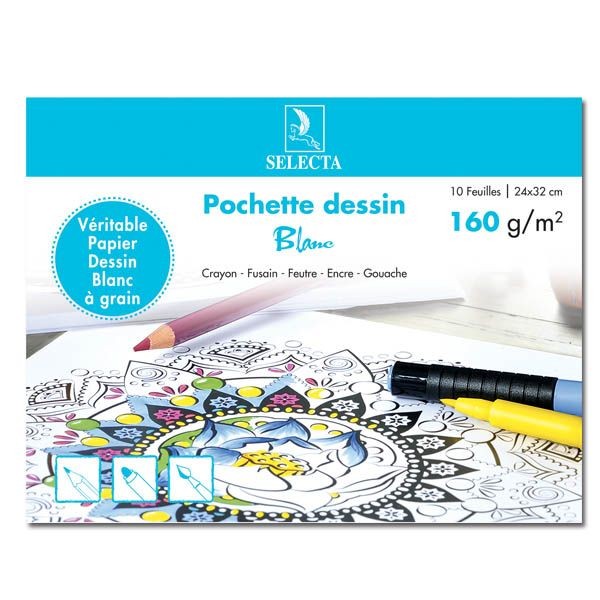 [PD1503] POCHETTE DESSIN CONSON JA 24*32 BLANC 10F 160G