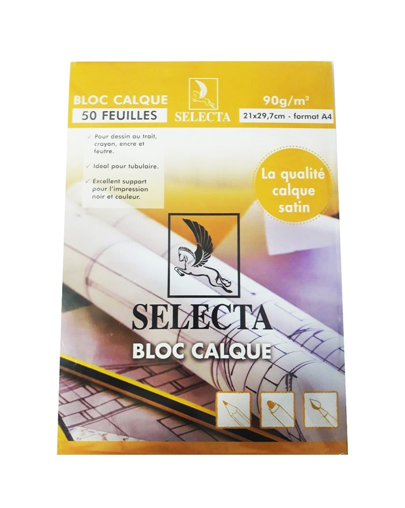 [BC0050] BLOC CALQUE DE 50F SELECTA 90G A4