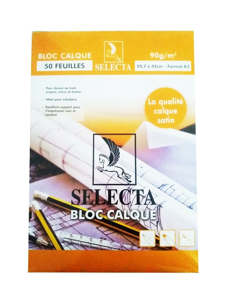 [BC2942] BLOC CALQUE DE 50F SELECTA A3