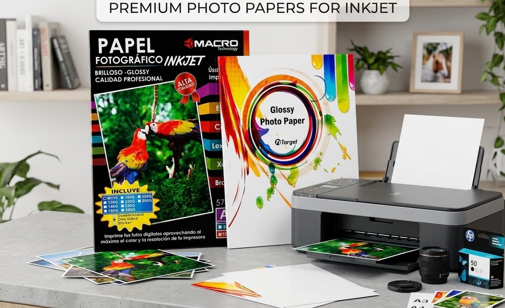 [PP1400] RAME PAPIER PHOTO GLOSSY 2F A4 140G DE 50 F MACRO/TARGET