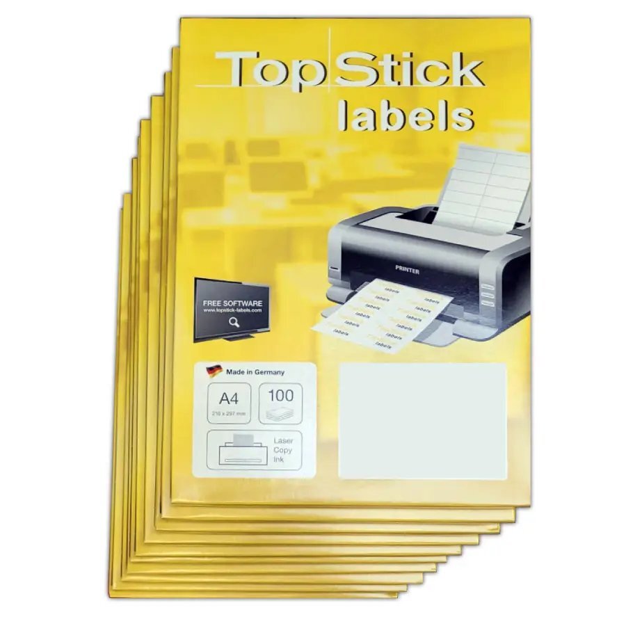 ETIQUETTE A4 BLANC TOP STICK 100F DIVISE (8720 (210*297mm))