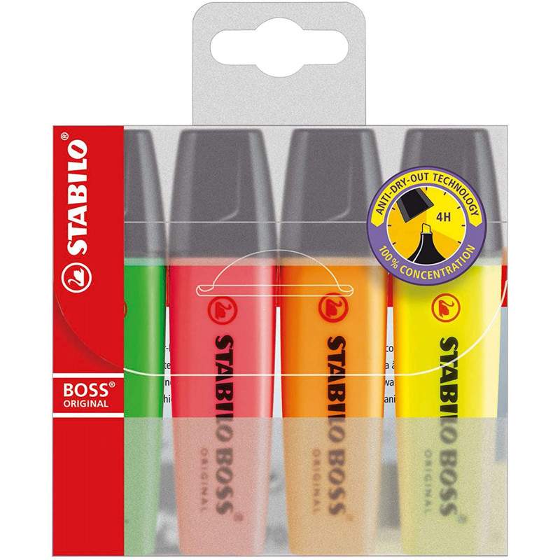 POCHETTE DE 4 STYLOS FLEO STABILO BOSS