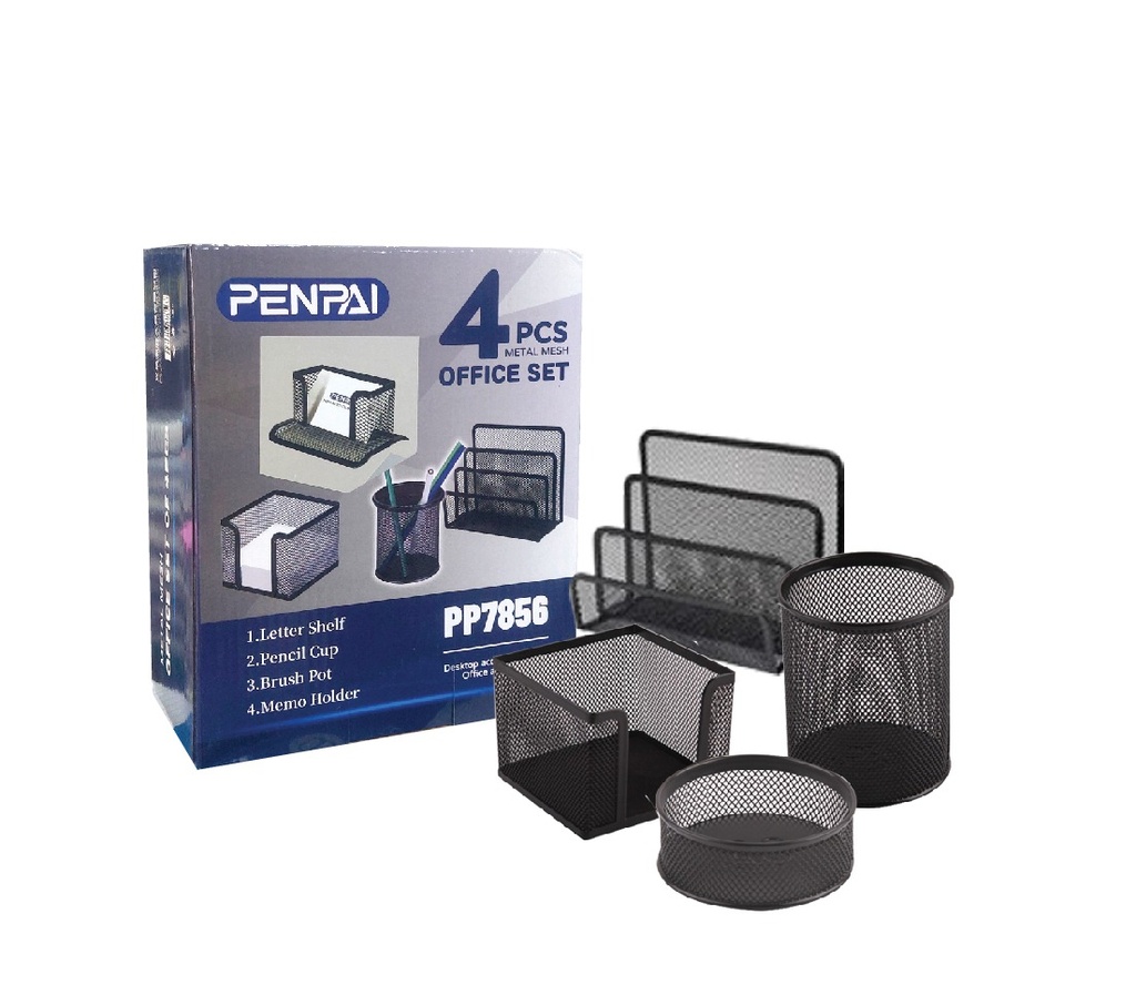 [DO7856] SET DE 4 ACCESOIRES DE BUREAU METAL  7856