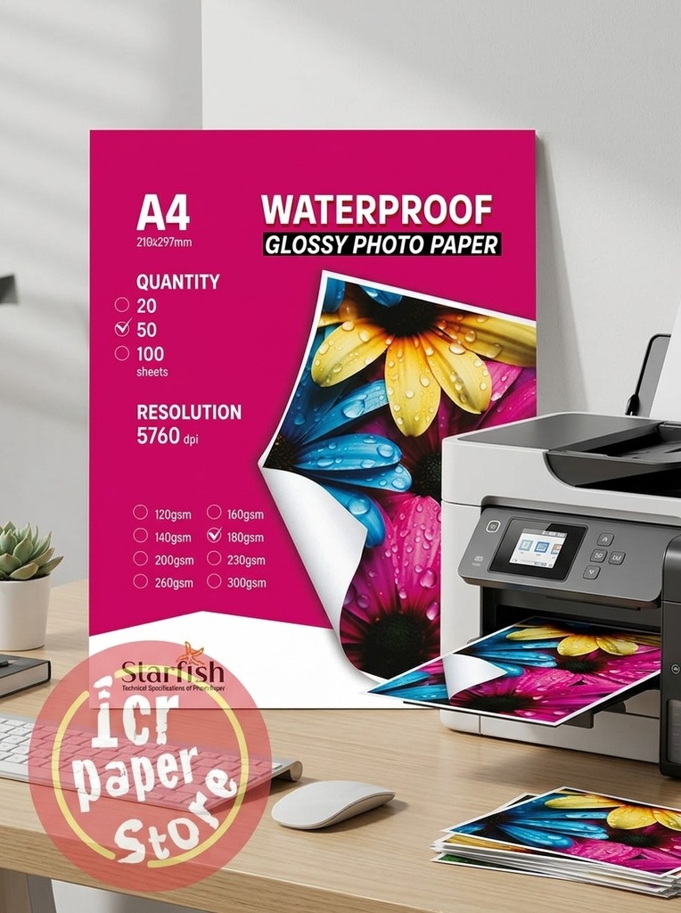 RAME PAPIER PHOTO GLOSSY 1F A4 180G DE 50 F STARFISH 24-4
