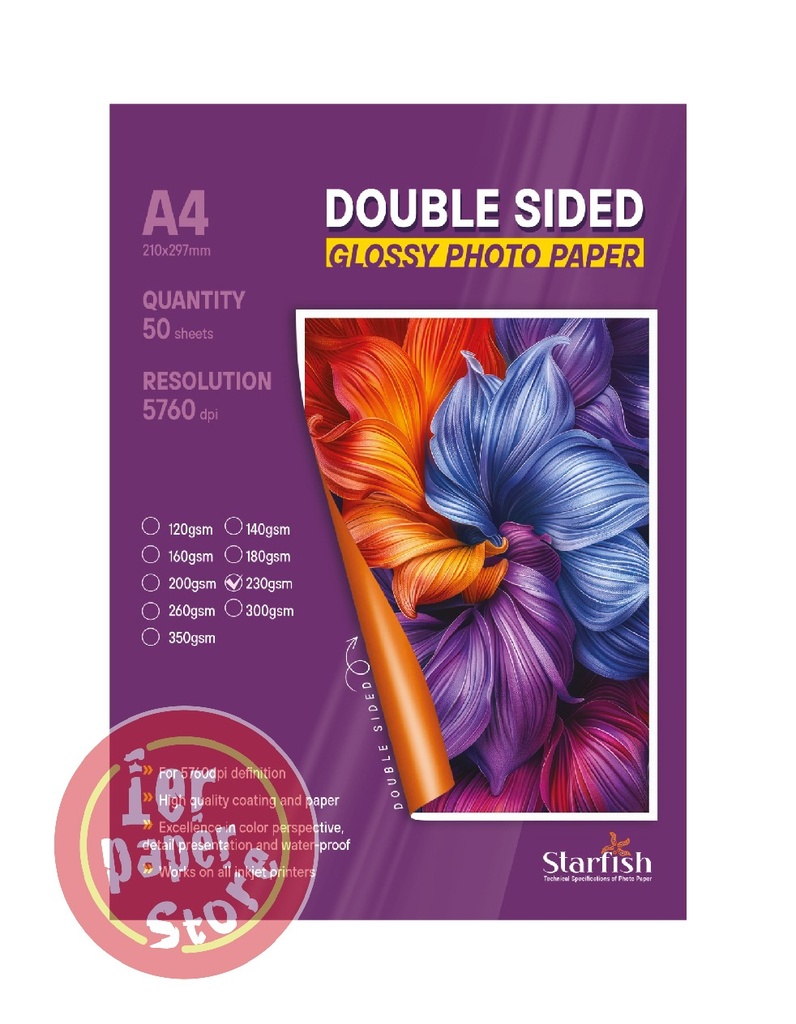 [SA2603] RAME PAPIER PHOTO GLOSSY 2F A4 230G DE 50F STARFISH/20-18