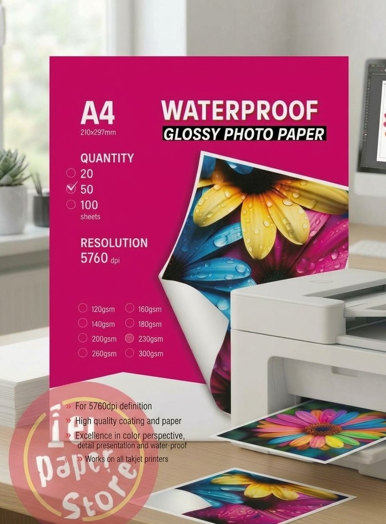 RAME PAPIER PHOTO GLOSSY 1F A4 300G DE 50F STARFISH /20-8