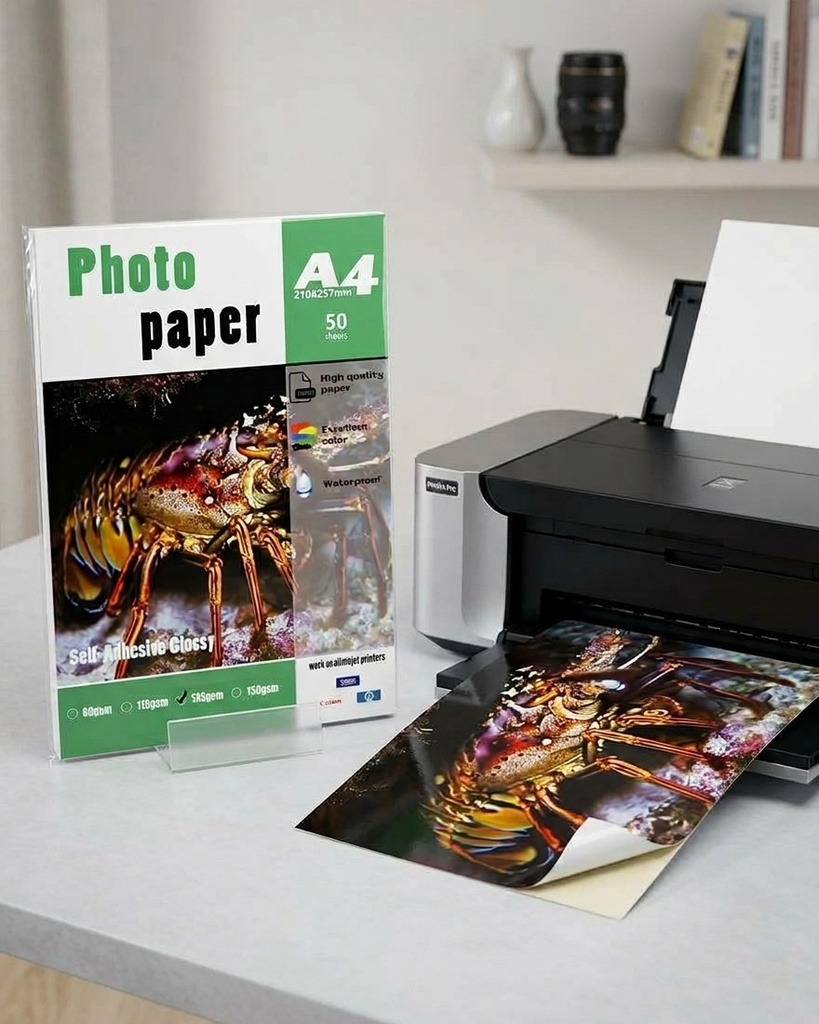 [RP0135] RAME PAPIER PHOTO GLOSSY ADHESIF A4 135G 50F NARSURN /28/21