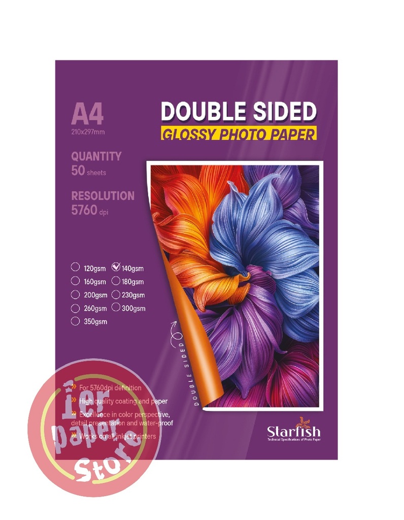 [RP4240] RAME PAPIER PHOTO GLOSSY 2F A4 140G DE 50F STARFISH /40-13