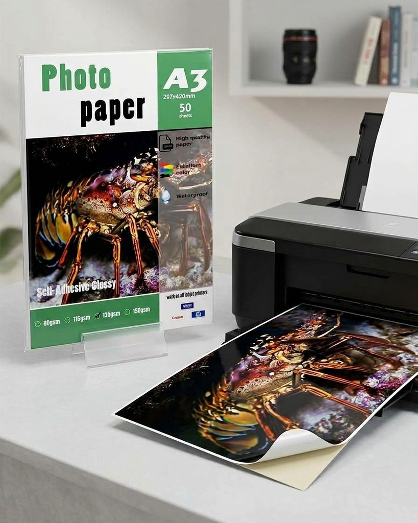 [RP3135] RAME PAPIER PHOTO GLOSSY ADHESIF A3 135G 50F NARSURN /14/22