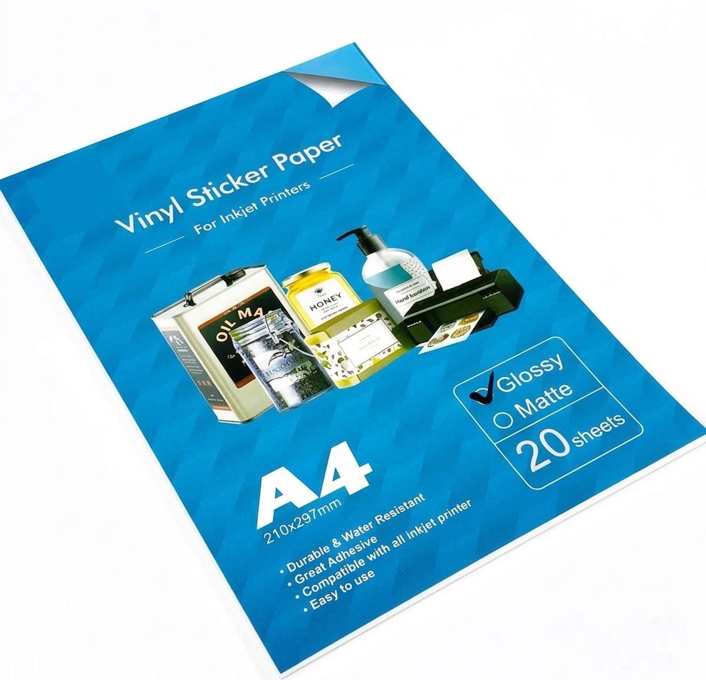 PAPIER  VINYL INKJET  A4 ADHESIF GLOSSY NARSURN /20